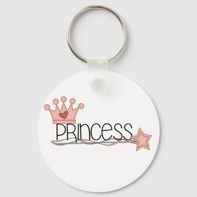 Pink Crown and Wand Princess Key Ring (Front)