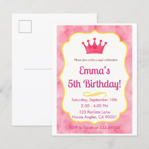 Pink Crown Birthday Invite   zazzlemade Magic