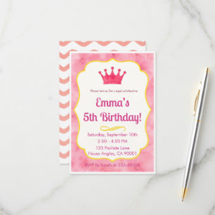 Pink Crown Birthday Invite   zazzlemade Magic