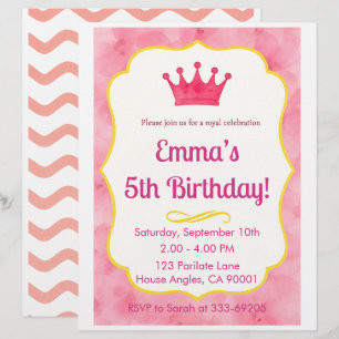 Pink Crown Birthday Invite zazzlemade Magic Custom Letterhead
