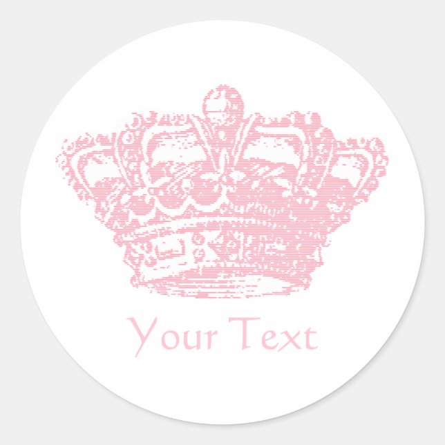 Pink Crown Classic Round Sticker (Front)