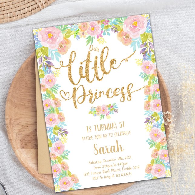 Pink Crown Fairytale Theme for Girls Invitation (Our Little Princess Birthday Invitation)