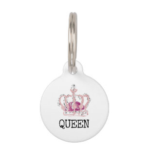 Pink Crown King Queen Pet Tag