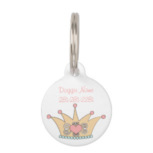 Pink Crown Pet Name Tag