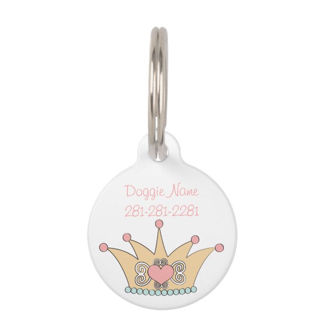 Pink Crown Pet Name Tag (Front)