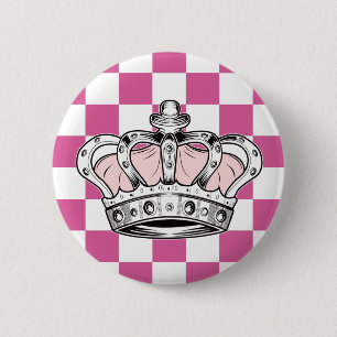 Pink Crown Queen Royal Glam Bold Pink Aesthetic 6 Cm Round Badge