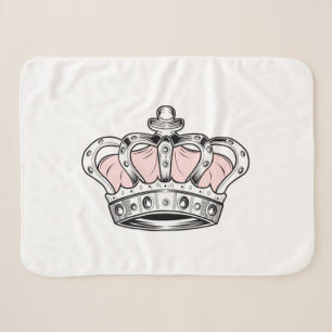 Pink Crown Queen Royal Glam Girly Aesthetic Sherpa Blanket