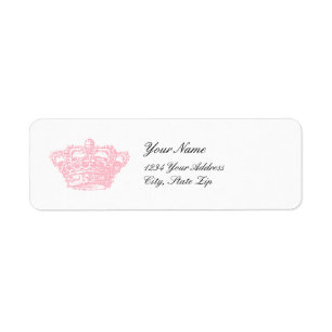 Pink Crown Return Address Label