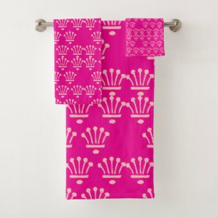Pink Crowns Hot Pink Bath Towel Set