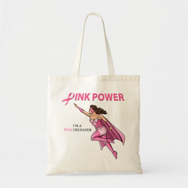 Pink Crusader Breast Cancer Awareness Tote Bag 2 (Front)