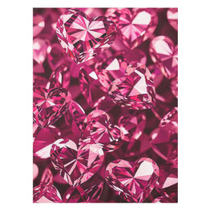 Pink Crystal Diamond Hearts Tablecloth