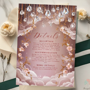 Pink Crystal Drops Opulent Floral Wedding Enclosure Card