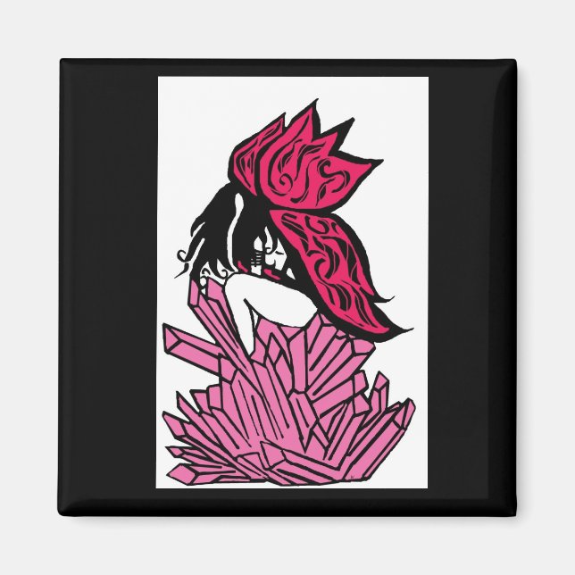 Pink crystal fairy magnet (Front)