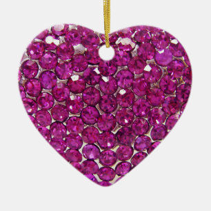 Pink Crystal Heart Ceramic Tree Decoration