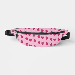 Pink crystal hearts pattern bum bags