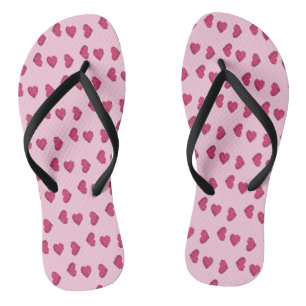Pink crystal hearts pattern thongs