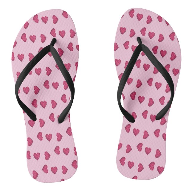Pink crystal hearts pattern thongs (Footbed)