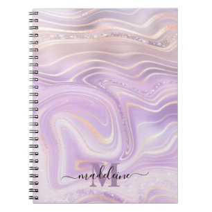 Pink Crystal Marble Iridescent Agate Notebook