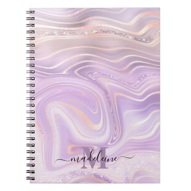 Pink Crystal Marble Iridescent Agate Notebook (Front)