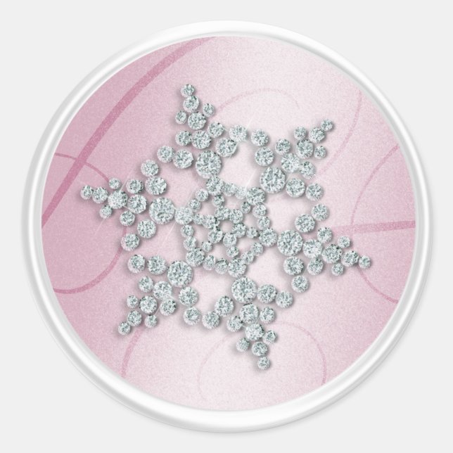 Pink Crystal Snowflake Envelope Seal (Front)