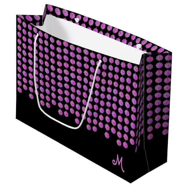 Pink Crystal Strands Monogram Gift Bag (Front Angled)