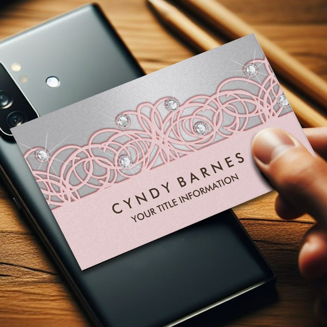 Pink Crystals and Lace Business Card (Creator Uploaded)