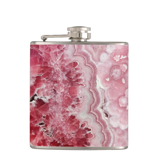 Pink Crystals Geode Hip Flask (Front)