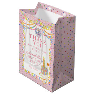Pink Cue the Confetti Birthday Party Dessert Medium Gift Bag
