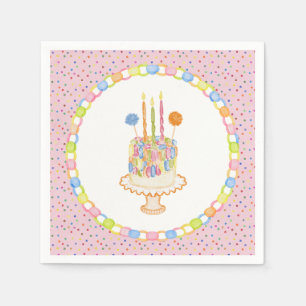 Pink Cue the Confetti Birthday Party Dessert Napkin