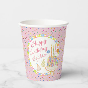 Pink Cue the Confetti Birthday Party Dessert Paper Cups