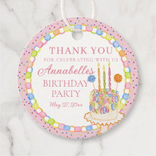 Pink Cue the Confetti Birthday Party Favour Tags