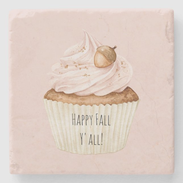 Pink Cupcake Acorn  Stone Coaster (Front)
