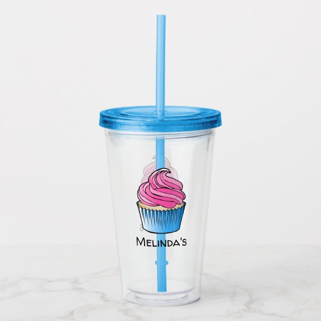 Pink Cupcake Acrylic Tumbler (Front)