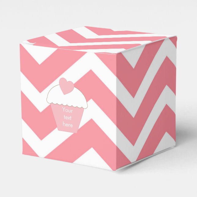 Pink Cupcake and Chevron Favour Box (Front Side)