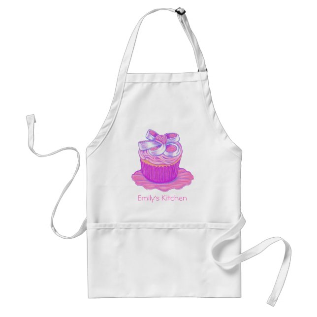 Pink Cupcake Apron ~ Customise with name (Front)