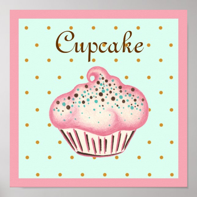 Pink Cupcake Art Poster Print (Front)