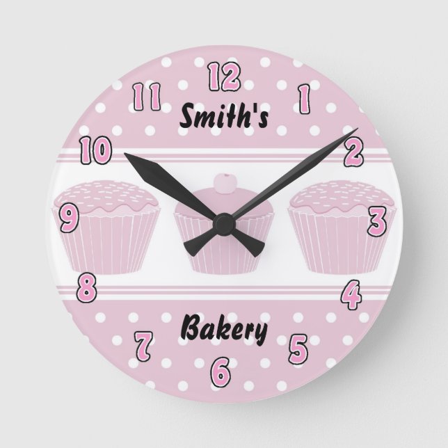 Pink Cupcake Bakery Clock (Front)