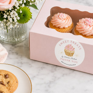 Pink Cupcake Bakery Thank you Classic Round Sticker