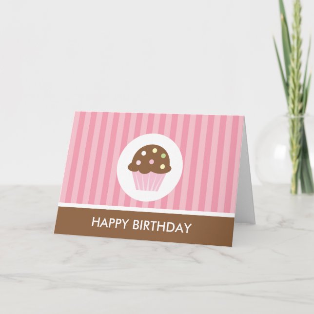 Pink Cupcake Birthday Card (Front)