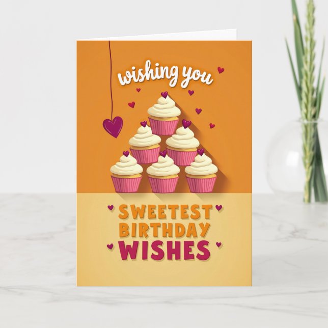 Pink Cupcake Birthday Card (Front)