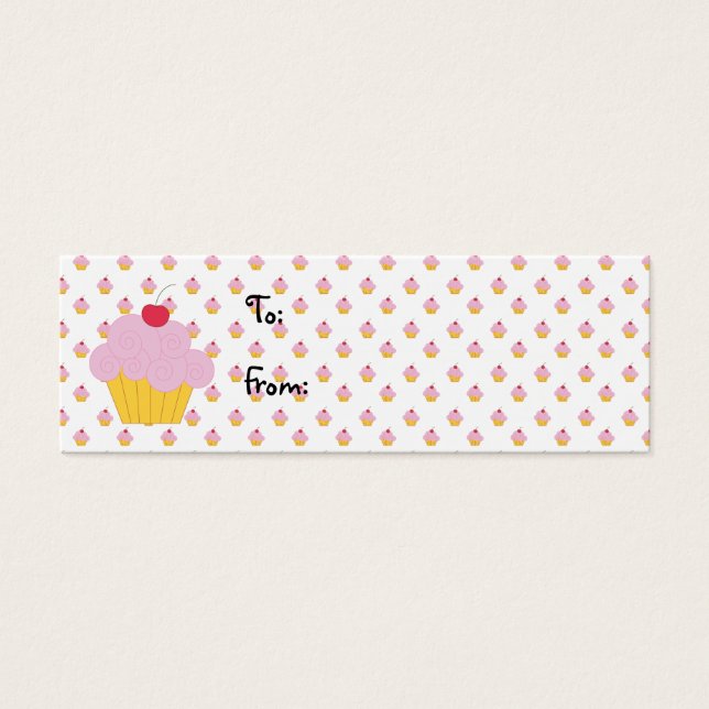 Pink Cupcake Birthday Gift Tags (Front)