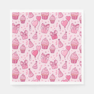 Pink Cupcake Birthday Napkins