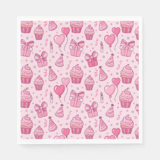 Pink Cupcake Birthday Napkins