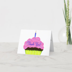 Pink Cupcake Birthday Thank You Cards