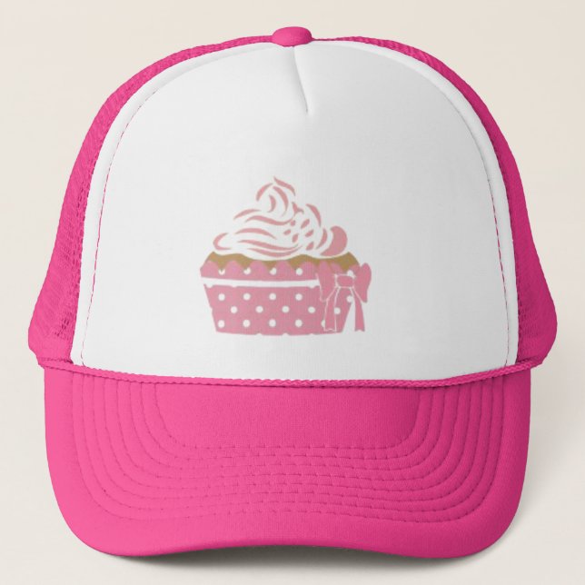 Pink Cupcake Birthday Trucker Hat (Front)