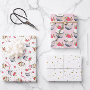 Pink Cupcake Birthday Wrapping Sheets – Cute Party