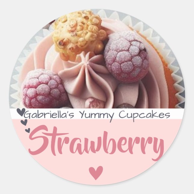 Pink Cupcake Cake Photo Template Baking Label  (Front)