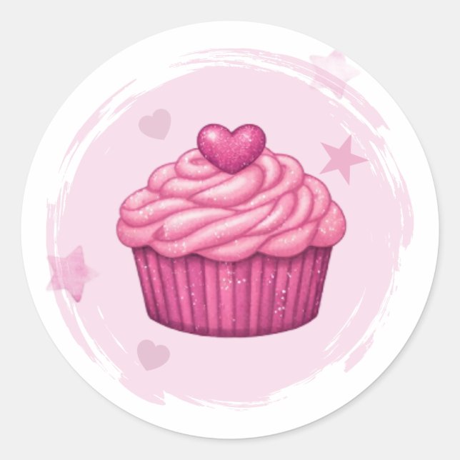 Pink Cupcake Celebration Sticker (Front)