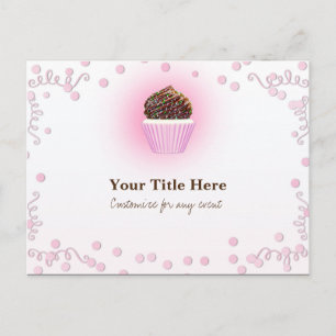 Pink Cupcake Confetti Birthday Party Event Flyer Invitation Postcard