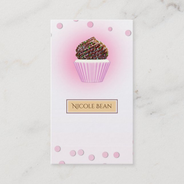 Pink Cupcake Confetti Sprinkles Bakery Business Card (Front)